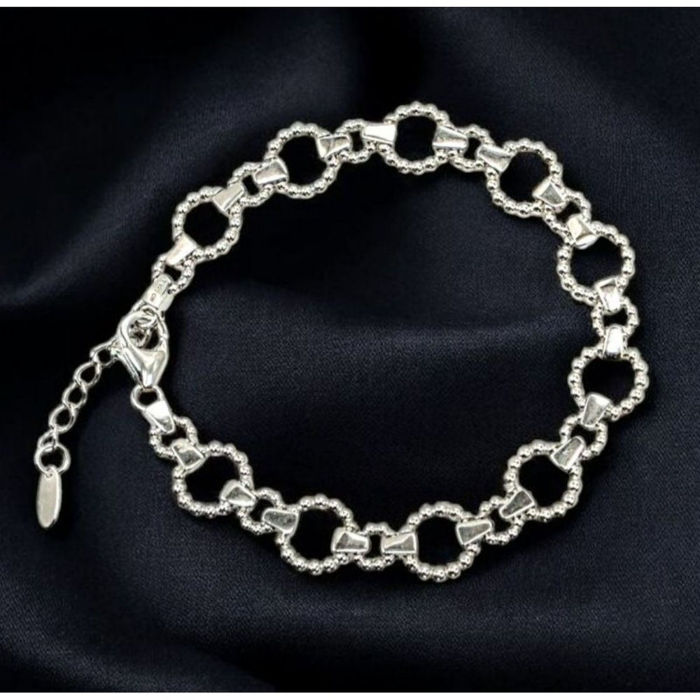 New Tocara Sterling Silver Bracelet Beaded Circle Round Links Chain 925 Arielle